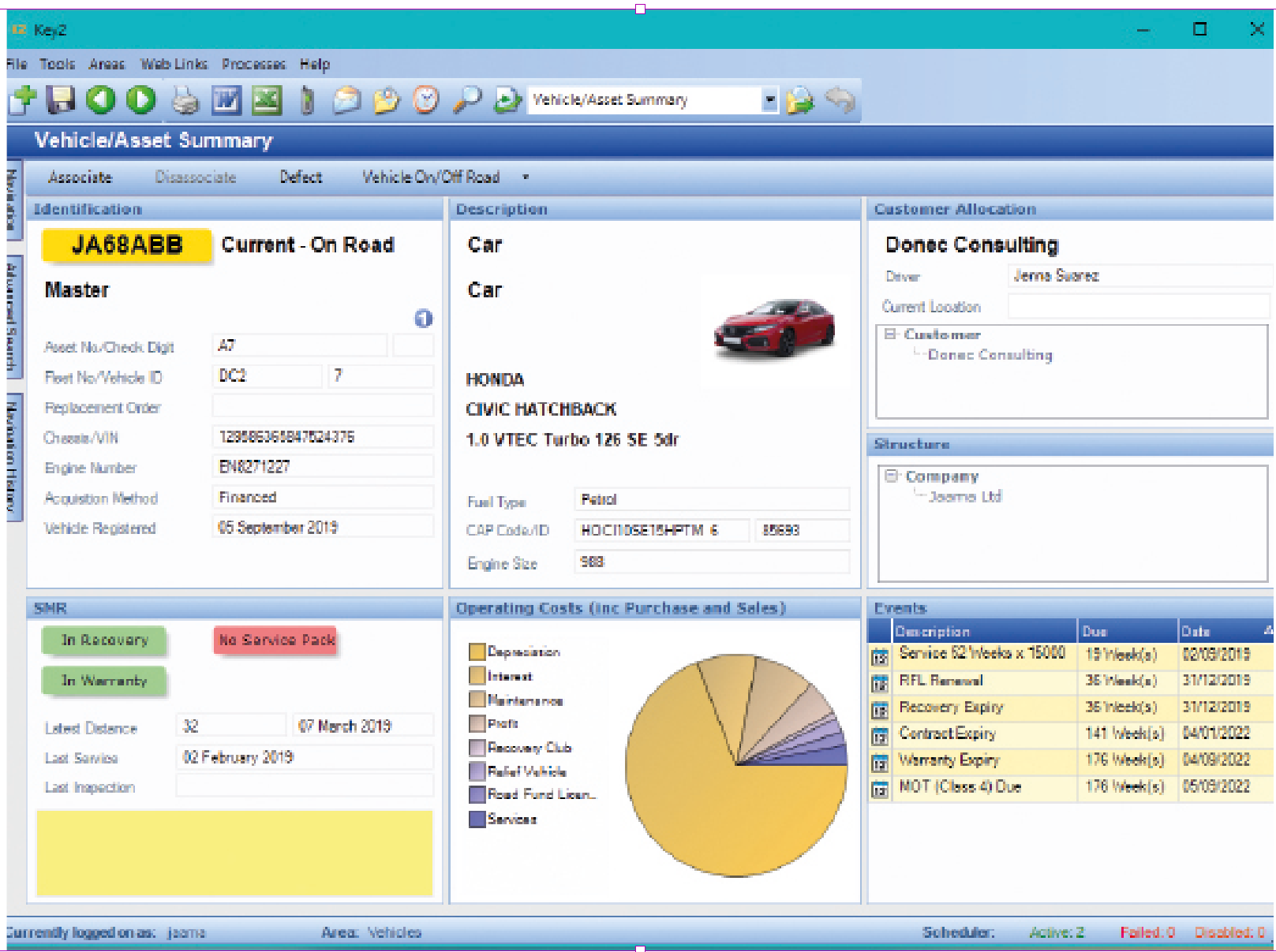 screenshot of Key2 Vehicle Management